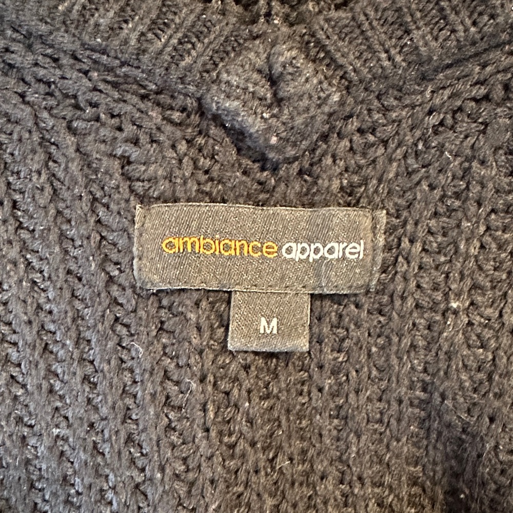 Ambiance Black Cold-Shoulder V-Neck Sweater - Picture 4 of 5